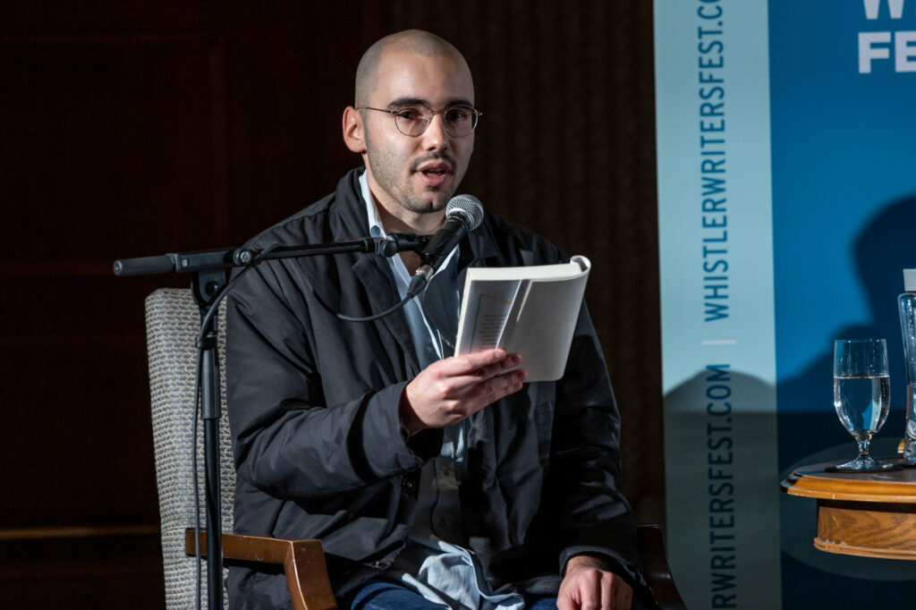Author Cody Caetano reading at the Whistler Writers Festival.
