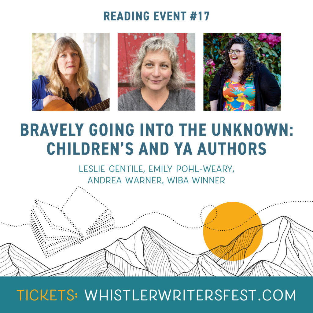 Image of the the three authors appearing in the Bravely Going into the Unknown: Children’s and YA Author’s Panel.